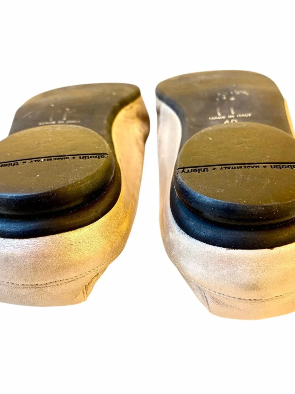 Thierry Rabotin Grace Platinum Gold Metalliic Leather Ballet Flat size 40 9.5